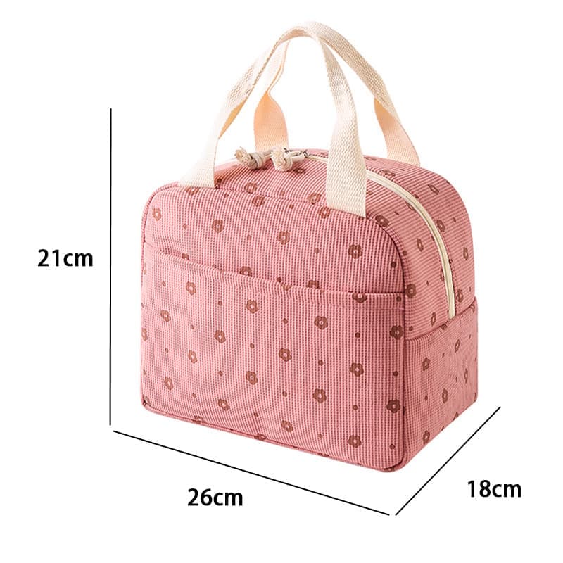 Merimbula corduroy insulated lunch bag cooler with front pocket and double zipper view 4