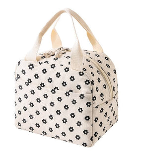 Corduroy insulated lunch bag with waterproof lining for everyday carry
