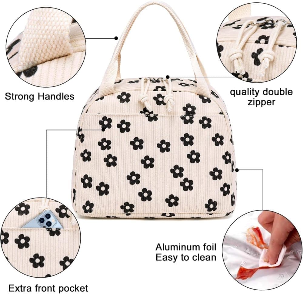 Goalen Insulated Corduroy Lunch Bag, 26cm
