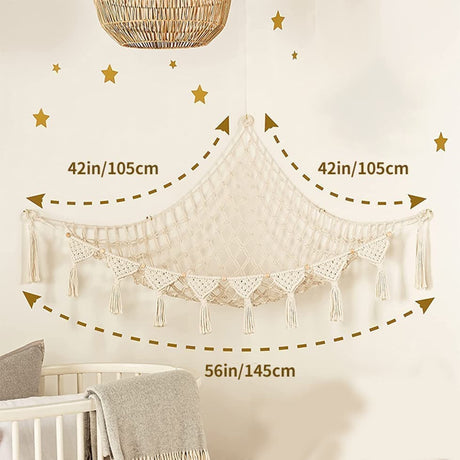 Toy storage hammock net for soft toys in white