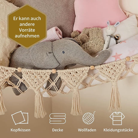 Toy storage hammock net for soft toys in white
