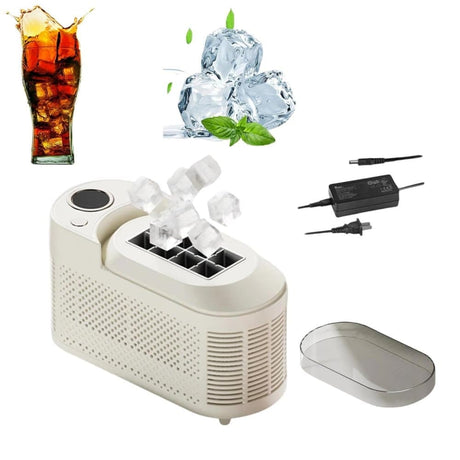 White portable ice maker with transparent lid and 0.5 litre removable water tank