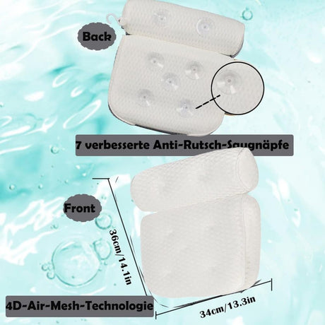 Close up of the polyester 4D air mesh weave on the white bath pillow