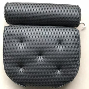 Grey 4D air mesh bath pillow with thick padding for head and neck support