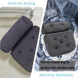 Underside of the grey bath cushion showing seven suction cups