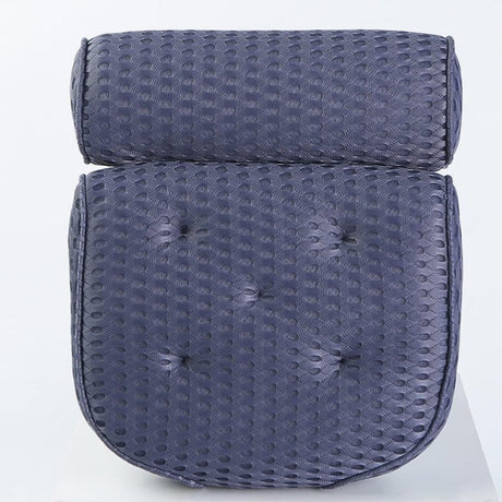 Blue 4D air mesh bath pillow with thick padding for head and neck support