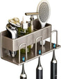 Pula aluminium toothbrush holder with cup in light gray, wall mounted