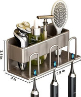 Pula Toothbrush Holder with Cup, Wall Mounted, Aluminium, Light Gray, 3pcs