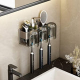 Pula Toothbrush Holder with Cup, Wall Mounted, Aluminium, Light Gray, 3pcs