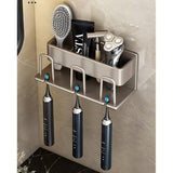 Pula Toothbrush Holder with Cup, Wall Mounted, Aluminium, Gold, 3pcs