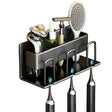 Pula aluminium toothbrush holder with cup in black, wall mounted