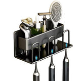 Pula aluminium toothbrush holder with cup in black, wall mounted