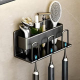 Pula Toothbrush Holder with Cup, Wall Mounted, Aluminium, Black, 3pcs