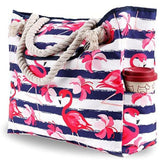 Belves large canvas beach tote in pink with jute rope handle