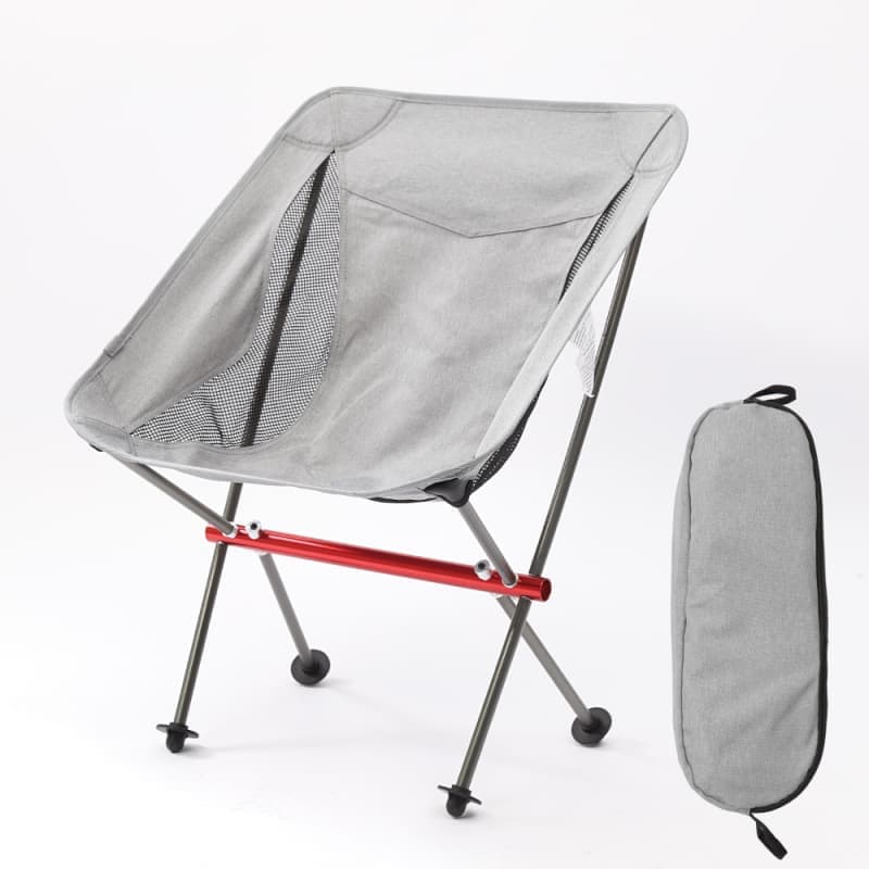 Grey padded folding camp chair with 7075 aluminium alloy frame