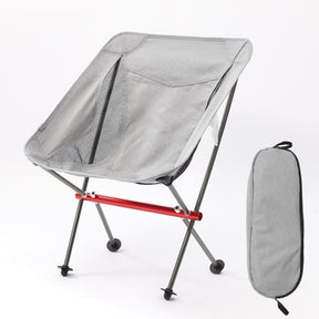 Grey padded folding camp chair with 7075 aluminium alloy frame