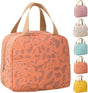 Orange foldable insulated lunch bag with handle for work and travel