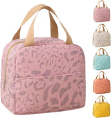 Pink foldable insulated lunch bag for work and travel