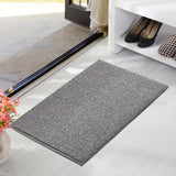 Grey faux jute non-slip door mat with raised dirt-trapping pattern, 60 x 90 cm