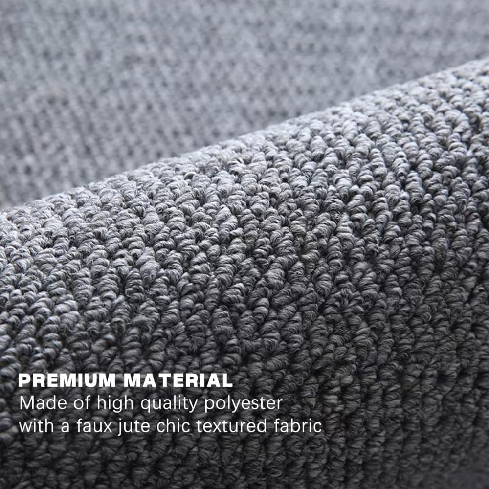 Grey faux jute non-slip door mat with raised dirt-trapping pattern, 60 x 90 cm