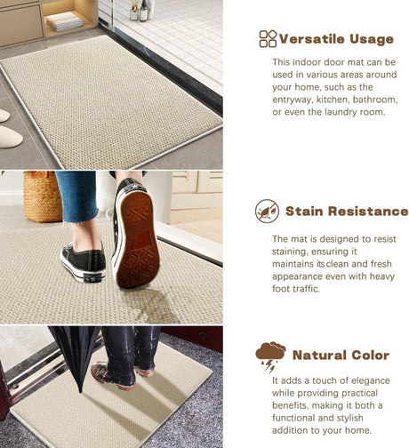 Beige faux jute door mat - view 4