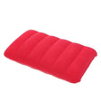 Red plush lined inflatable camping and travel pillow