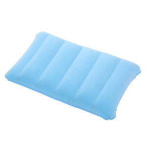 Compact light blue inflatable camping pillow