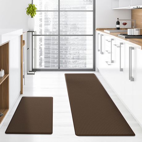 Brown anti fatigue cushioned kitchen floor mat 44 x 120cm view 1