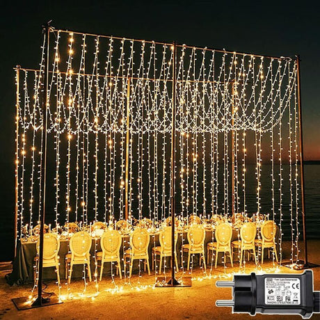 600 LED warm white curtain fairy lights - view 2