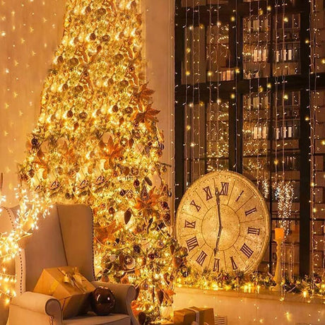 600 LED warm white curtain fairy lights - view 3