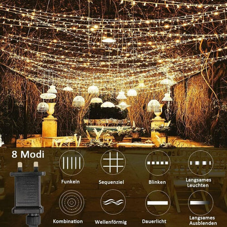 600 LED warm white curtain fairy lights - view 4