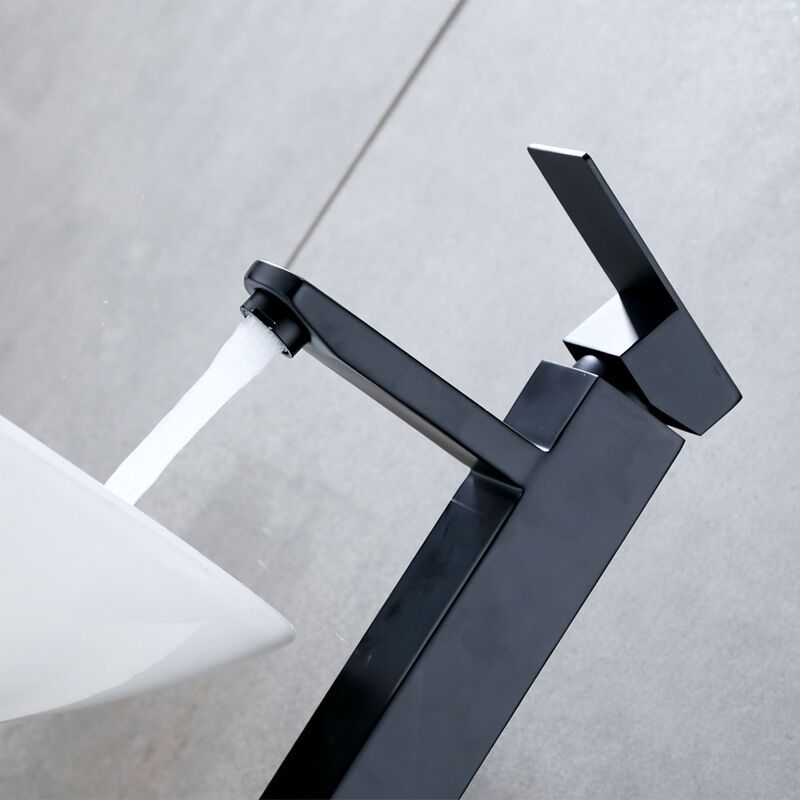 Black Waterfall Basin Mixer Tap High Spout Single Hole
