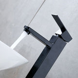 Black Waterfall Basin Mixer Tap High Spout Single Hole