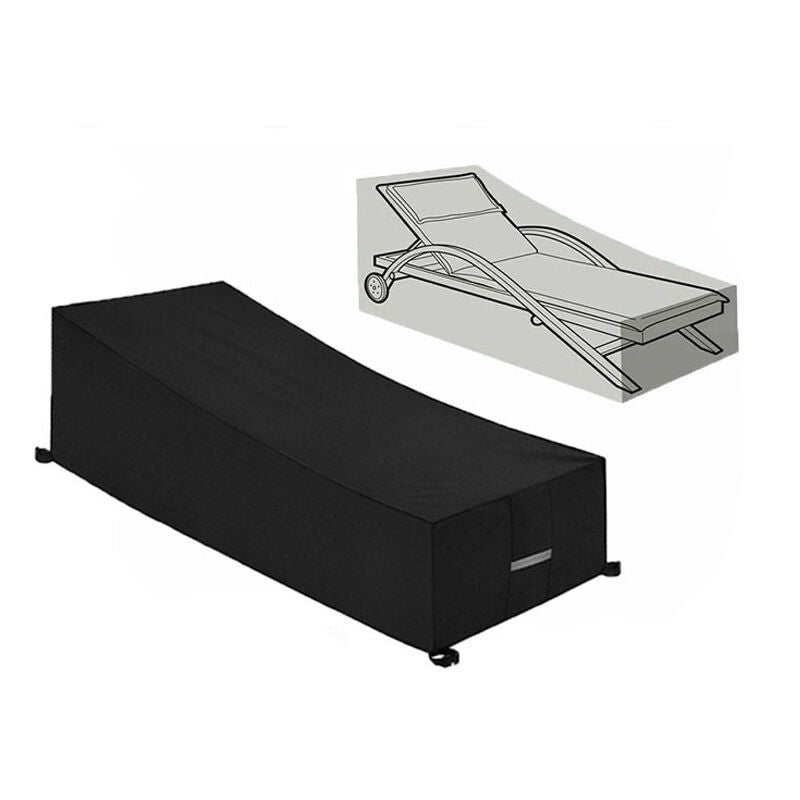 Sun Lounger Cover Oxford 210D, Black 210 x 75 x 40 to 80cm