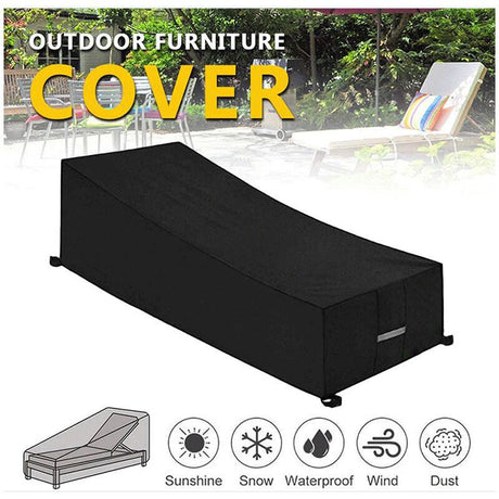 Sun Lounger Cover Oxford 210D, Black 210 x 75 x 40 to 80cm
