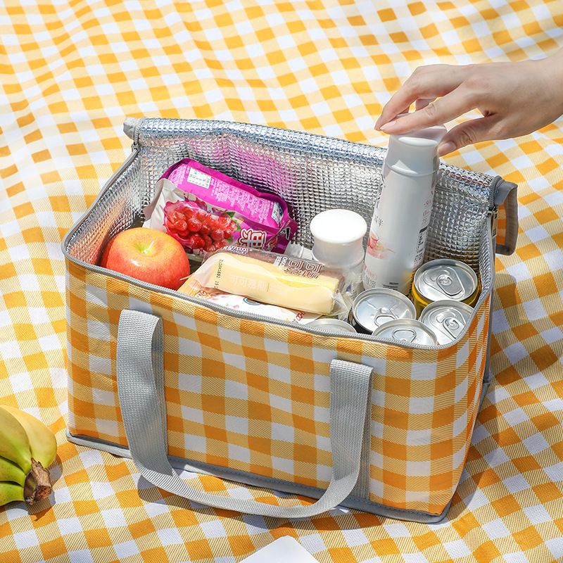 Eden Insulated Picnic Lunch Bags, Yellow Checkered, 2pcs