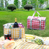 Eden Insulated Picnic Lunch Bags, Yellow Checkered, 2pcs