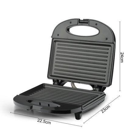 Toasted sandwich pressed into two triangular halves in the sandwich maker