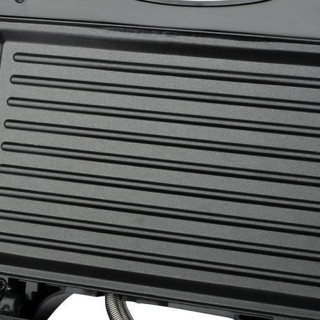 Side view of compact 750W benchtop waffle maker