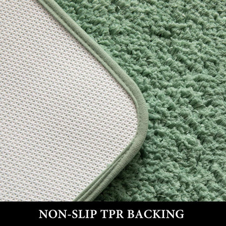 Close up of the plush sage green microfibre pile