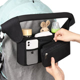 Universal Stroller Organiser with Insulated Cup Holders Black