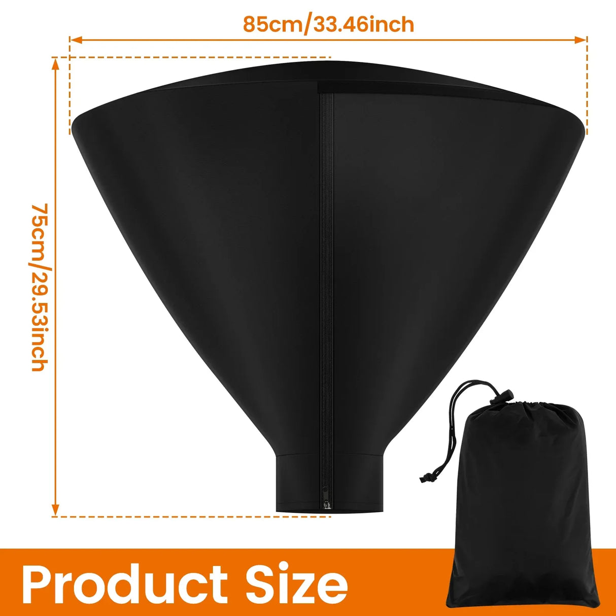 Patio Heater Head Cover Oxford 420D Black 34 Inch