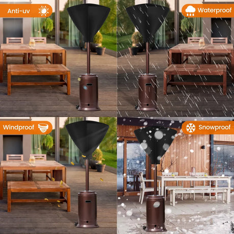Patio Heater Head Cover Oxford 420D Black 34 Inch