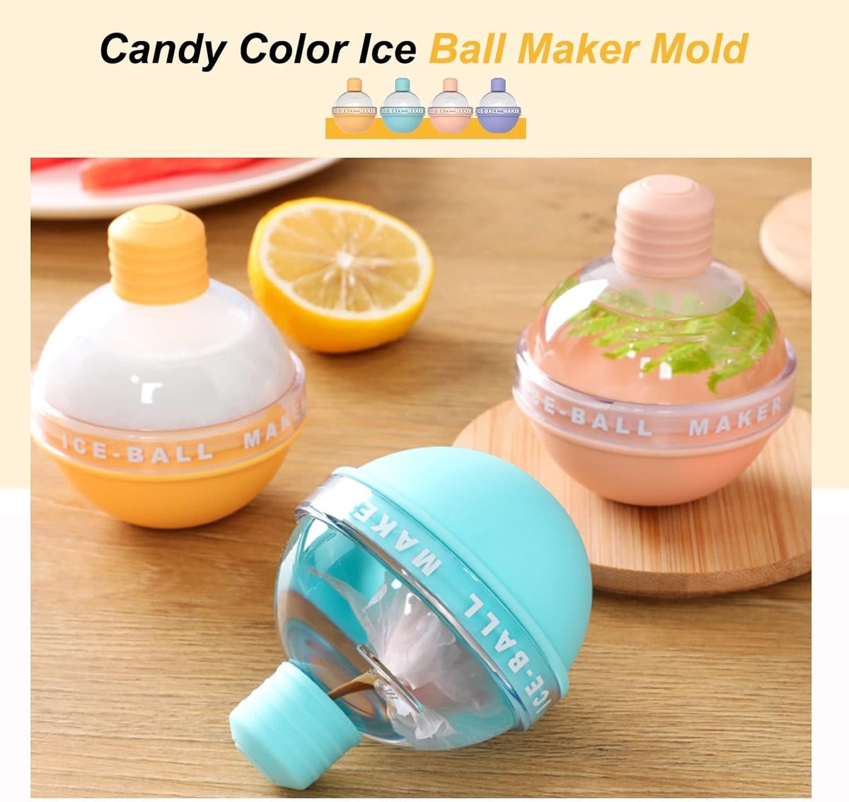 Lucena Silicone Ice Ball Mould, 2.5 Inch, 4pcs
