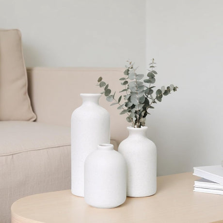 Matte ceramic vase set of three in graduated sizes