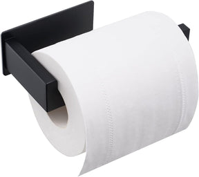Compact matte black self adhesive stainless steel toilet roll holder