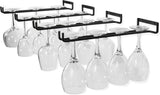 Set of 4 black metal wall mounted wine glass holders