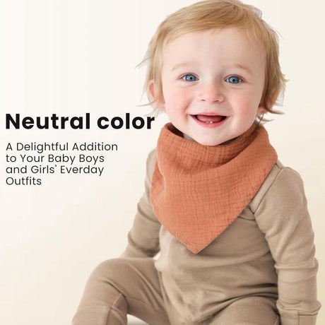 Set of ten soft cotton baby bibs in assorted colours