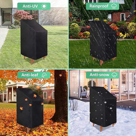 Stacking Chair Cover 210D, Black 64 x 64 x 120cm 2pcs