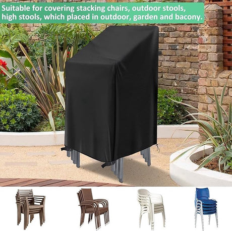 Stacking Chair Cover 210D, Black 64 x 64 x 120cm 2pcs